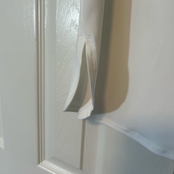 Karl Lagerfeld Tank Top Split Hem White Navy Small Neck Tie Loose Fit Stretch - Picture 7 of 13